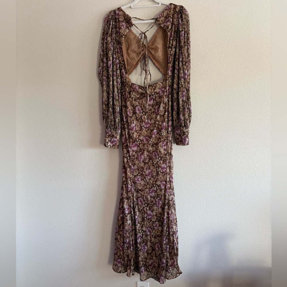 NWT For Love & Lemons Wynne Maxi Dress Shimmer Women’s Medium Cut-Out Sparkles - Picture 9 of 13